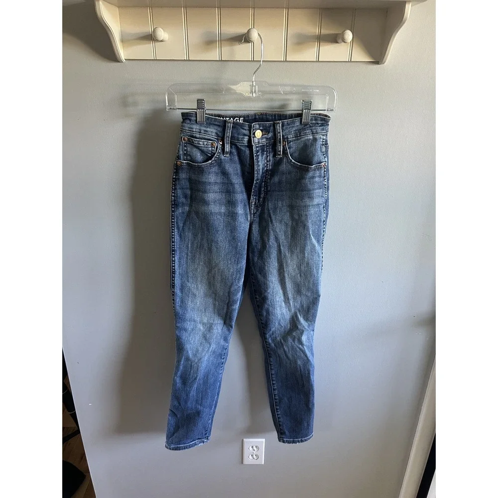 J.Crew Vintage Slim Straight Jeans Womens 25 Medium Wash High Rise Denim
